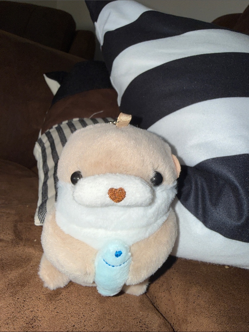 ❤️ free with purchase ❤️Plush Small Pet Otter Stuffed Toy in Cream and blue